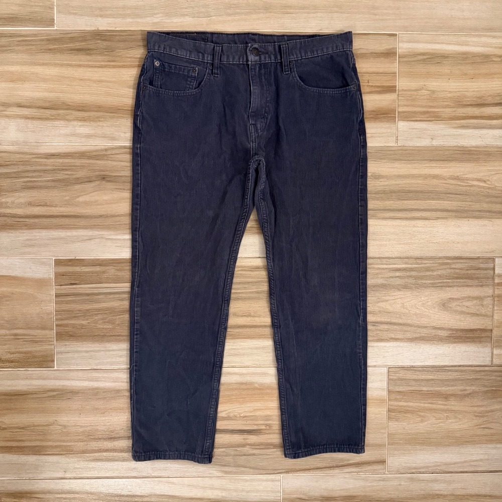 Levis 502 Taper Fit Corduroy Pants Mens 33x30 Navy Blue 29507-0288